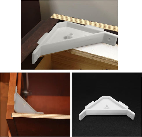 40PCS Cabinet Triangle Bracket, 90 Degree Corner Support Braces Plastic White Cabinet Countertop Brackets...