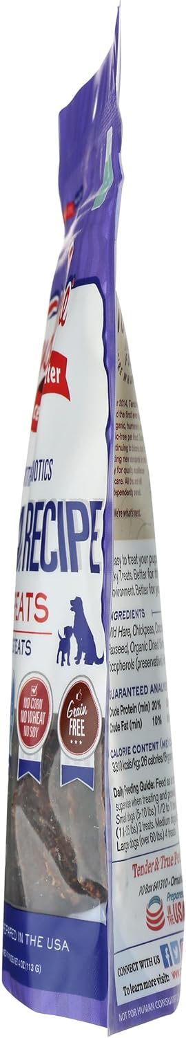 Tender & True Wild Hare Jerky Treat, 4 oz Bag...