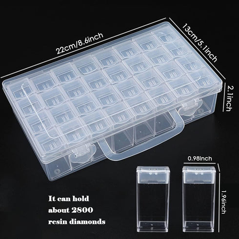 SanerDirect 32 Grids Diamond Painting Drill Storage Containers, Diamond Organizer Case Embroidery Beads Storage Box with Label...