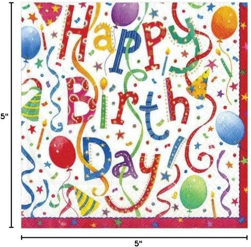 Caspari Happy Birthday Paper Cocktail Napkins, 20 Count,Multicolor,9100C...