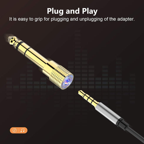 6.35mm (1/4 inch) Male to 3.5mm (1/8 inch) Female Stereo Audio Adapter Converter for Guitar Headphones Amp, Gold Plated 4 Pack...