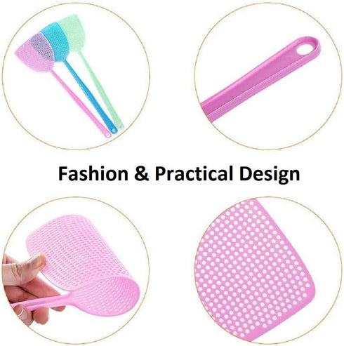 Fly Swatter, 4 Pack Strong Plastic Fly Swat Set Heavy Duty with Long Flexible Handle Multi Pack Assorted Colors...