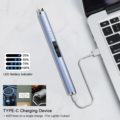 ARECTECH Rechargeable Electric Candle Lighter Arc Plasma Windproof Lighter for Candle Kitchen Birthday Gift for Mom Men Wife with Type-C Cable Blu...