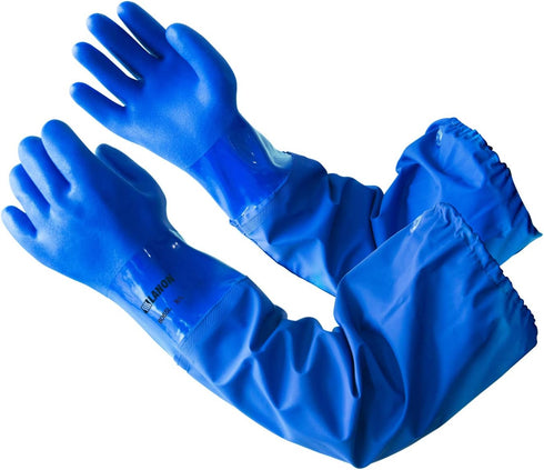 LANON 26" Elbow Length PVC Chemical Resistant Gloves, Heavy-Duty Long Rubber Gloves, Acid, Alkali & Oil Protection, Large...