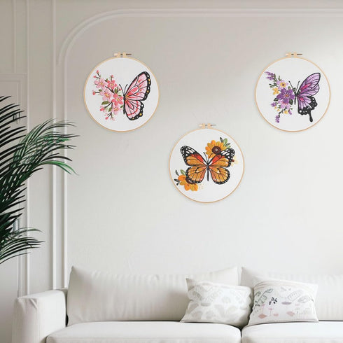 Offizon 3 PCS Embroidery Kit for Beginners - Embroidery Patterns, Embroidery Accessories & Hoop Included, Hand Embroidery Kit for Adults Stitching...