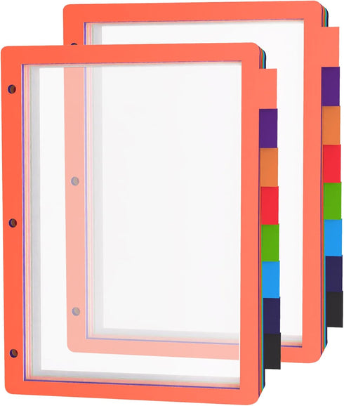 16Pcs/2 Set 8 Tab Dividers for 3 Ring Binder, 16 Pcs Clear Color 3 Ring Binder Dividers with Tabs, Page Folder Dividers, Plastic Tabbed File Divid...