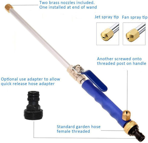 Hydro Jet High Pressure Washer Wand, Portable High Pressure Water Gun, Extendable Washer Sprayer with 2 Water Hose Nozzle for Garden Hose, Foam Ca...