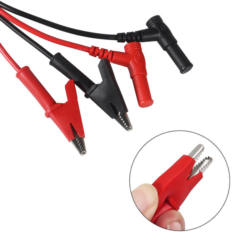 5Pack Multimeter Test Leads Right Angle Banana Plug to Alligator Clip Heavy Duty Silicone Wire 14 Gauge for Electrical Testing 3 Feet/1m...