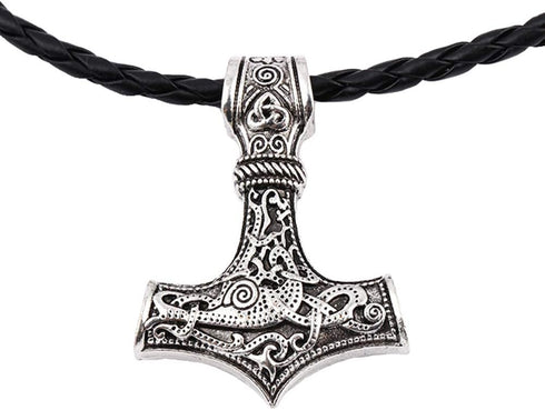 Nordic Vikings Thor's Hammer Necklace Animal Viking Mjolnir Pendant Necklace Talisman VKXL128...