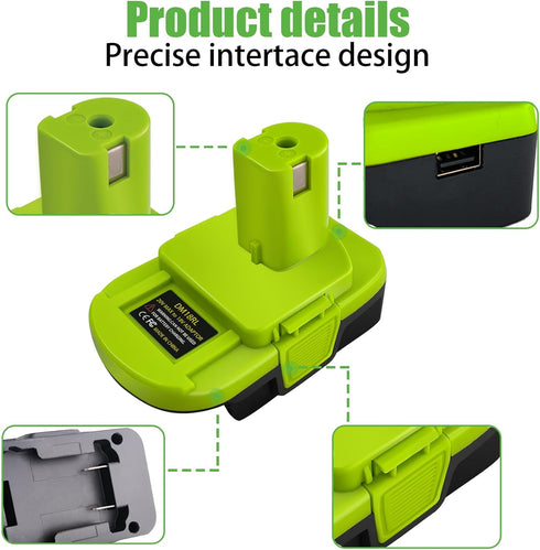 EID DM18RL Adapter Use for Ryobi Tools, for Milwaukee M18 18V & for Dewalt 20V Battery Convert to P105 P107 P108 Battery with 5V 2.1A MAX USB Char...