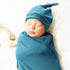 Newborn Swaddle Blanket with Hat Set Baby Swaddle Set Hospital Receiving Blankets for Girls Boys(Teal)...