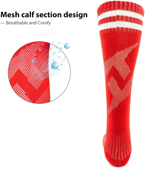 Luwint Kids Soccer Socks, Children Knee High Sport Socks, Red...