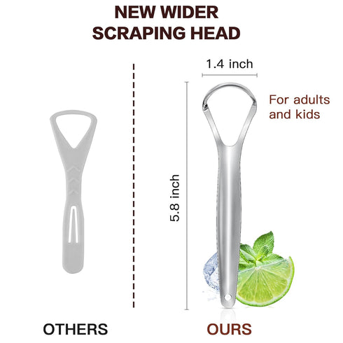 AILE Tongue Scraper, 100% Useful Surgical Stainless Steel Tongue Cleaner for Both Adults and Kids, Professional Reduce Bad Breath Metal Tongue Scr...