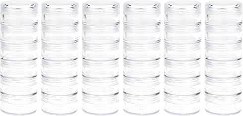 Fengek 6 Sets 6 Layer Stackable Plastic Containers, 10G/10ML Clear Cosmetic Storage Box Round Organizer Jars for Beads, Buttons, Small Jewelry Fin...
