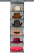 Boxy Concepts 6-Shelf Cowboy Hat Organizer Rack - 13in Wide X-Large Grey - Hat Rack for Wall Mount Hook & Loop - Soft Fabric Preserve Shape - Base...
