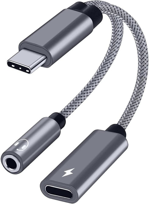 Samsung Galaxy S24 Headphone Adapter, USB C to AUX Mic Jack with PD 60W Fast Charging for Stereo, Earphones, Compatible with Samsung Galaxy S24/S2...