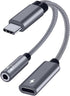 Samsung Galaxy S24 Headphone Adapter, USB C to AUX Mic Jack with PD 60W Fast Charging for Stereo, Earphones, Compatible with Samsung Galaxy S24/S2...