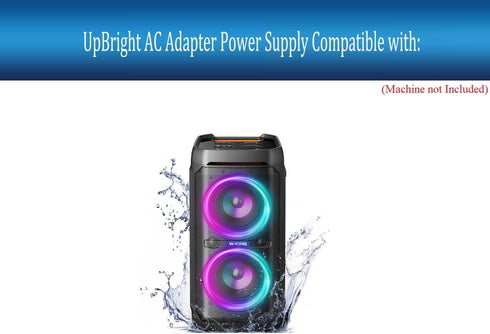 UpBright 15V AC/DC Adapter Compatible with W-King Model T11 T 11 10.8V 5200mAh Li-ion Battery 100W Portable Boombox Bluetooth Waterproof Loud Wire...