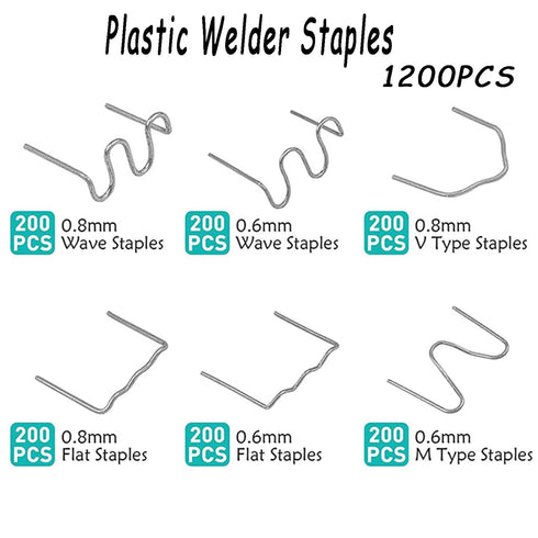 6 Types Plastic Welder Staples for Repair Car Bumpers Machine Dashboards Lamp Holders Plastics Rings Daily Plastics Supplies (1200PCS)...