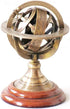 Brass Armillary Sphere Astrolabe On Wooden Base Maritime Nautical & Collectible...