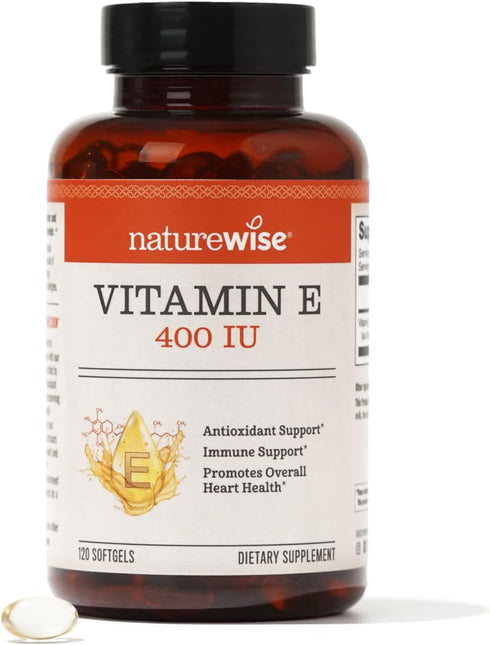 NatureWise Vitamin E 400 IU Softgels (180mg DL-Alpha) - Dairy Free, Gluten Free and Soy Free Antioxidant-Rich Dietary Supplement for Skin, Heart, ...