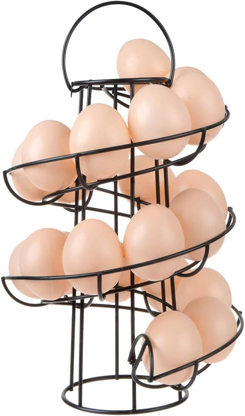 Egg Skelter Deluxe Modern Spiraling Dispenser Rack - Freestanding Wire Chicken Egg Storage Organizer Display Holder Basket for Countertop Kitchen,...