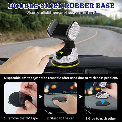 Dashboard Phone Holder Bling Phone Mount for Car,Car phone holder Mount with One More Air Vent Base,Phone Holder Car Accessories,Universal Car Pho...