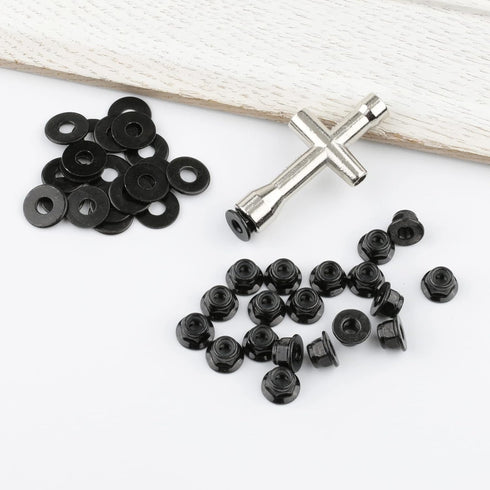 20 Pairs Hex 4mm Flange Nylon Insert Locknuts and M4 Flat Washers with Small Cross Socket Wrench for Traxxas Axial HPI TLR HSP Model 1/10 RC Car V...