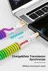 Coiled Colourful Nylon Braided Cord Lightning Cable,2Pack Rainbow Spring Retractable Lightning Cable, USB Fast Charging Cord for Car,Compatible wi...