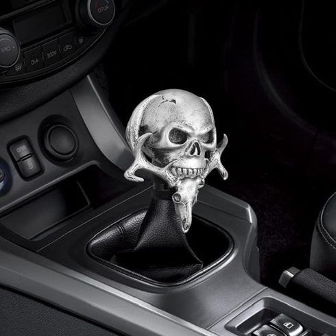Shift Knob Automatic Skull Shape Universal Gear Knob Replacement with 3 Adapter Silver...