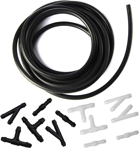 Windshield Washer Hose Kit - 4 Meter Universal Washer Fluid Hose with 12 Pcs Hose Connectors, Suitable for Most Windshield Washer Nozzle Installat...