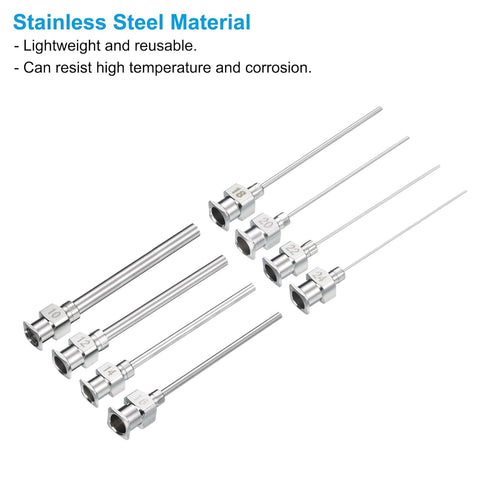 PATIKIL 10/12/14/16/18/20/22/24Ga x 1.5 Inch Stainless Steel Dispensing Needle Tips, 8Pcs Metal Glue Needle Tube Blunt Tips Luer Lock for Thick Gl...