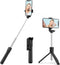 Selfie Stick with Tripod Stand and Wireless Remote, Compatible with Phones, Live Streaming and Photography (Black)...