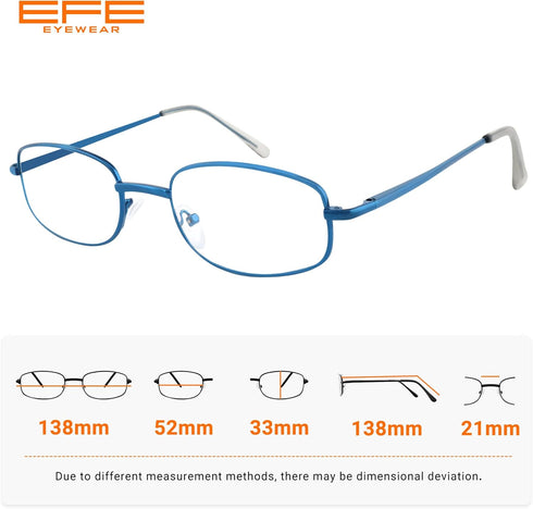 EFE Metal Frame Reading Glasses Readers for Men Women 2.5 Wire Lightweight Spring Hinge Eyeglasses 4 Pack (Mixcolor, 2.5)...