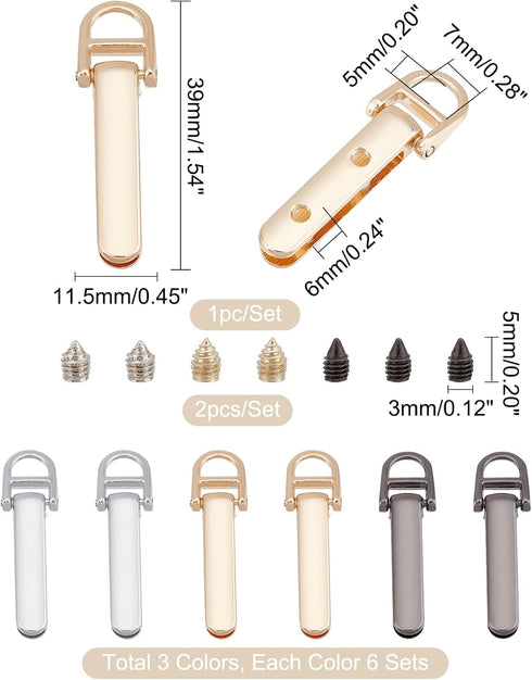 WADORN 18 Sets Metal Purse Suspension Clasp, 3 Colors DIY Purse Making Hardware D Ring Bag Side Clip Buckles with Screws Bag Chain Strap Lanyard C...