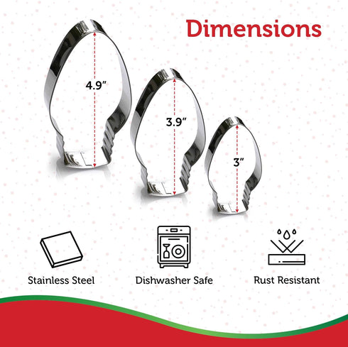Christmas Light Bulb Cookie Cutter 3 Piece Set, Premium Food-Grade Stainless Steel, Dishwasher Safe (Light Bulb 3 Piece)...
