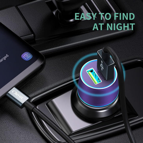 Rapid USB C Car Charger, Compatible for Samsung Galaxy S23/S22/S21/Note 20/Ultra/10/Plus/9/8/S20/S10+/S10e/S9/S8/A50/A70, Quick Charge 3.0 Dual US...