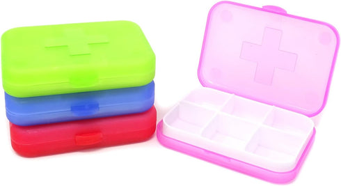 Honbay 4PCS 6 Compartments Waterproof Plastic Pill Organizer Box Case for Daily or Travel Use...