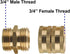 Hourleey Garden Hose Adapter, 3/4 Inch Solid Brass Hose Connectors Adapters (2 Sets)...