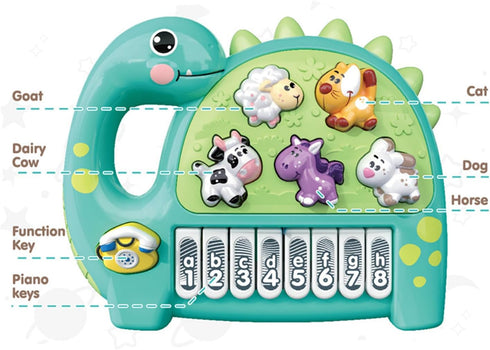 Baby Piano Toy, Dinosaur Piano Keyboard Light Up Sound Musical Toy, Learning Educational Interactive Infant Toddler Kids Toys Gift for Girl Boy...