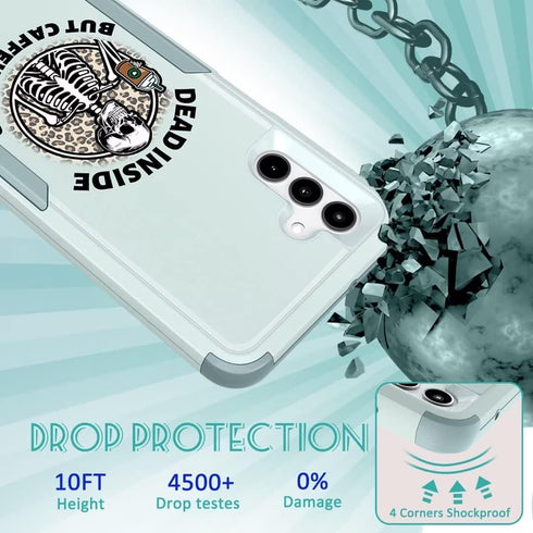 for Galaxy A14 5G Phone Case Protective Designer Cool Funny Coffee Skeleton Cute Cases for Women Girls Shockproof Drop Protection Rugged Heavy Dut...