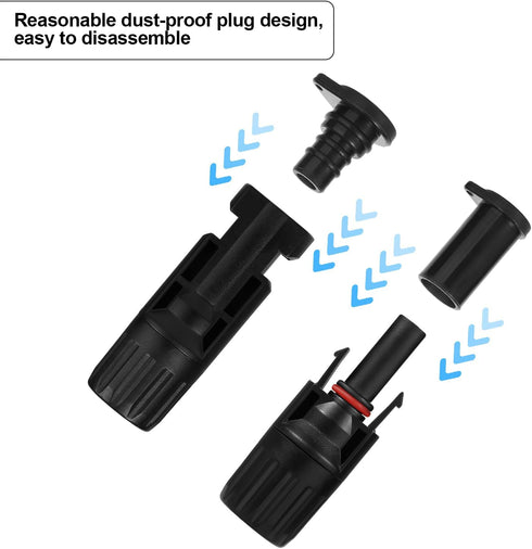 6 Pairs Solar Panel Connector Caps, Dust & Weather Resistant Solar Cable End Male and Female Cap Solar Panel Accessories...