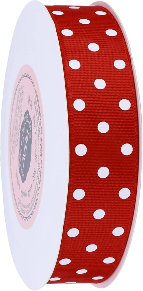 VATIN Polka Dot Craft Grosgrain Ribbon 7/8 Inch Wide by 10-Yard Spool Red with White Dots,Use for Gift Wrapping,Party Decoration,All Crafting and ...