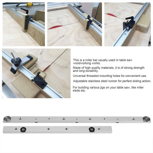 Miter Bar, Aluminium Alloy Miter Bar Slider Table Saw Miter Gauge Rod Woodworking Tool Jig and Fixture Bar for Building Various Jigs on Your Table...