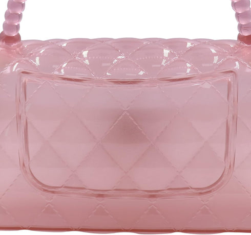 Fashion Candy Color Jelly Crossbody Bag for Women Girls Transparent Satchel Shoulder Handbag with Beaded Top Handle...