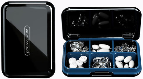 DUBSTAR Travel Pill Organizer Moisture WaterProof Small Pill Box for Pocket Purse 6 Compartments Portable Pill Case Medicine Vitamin Holder Contai...