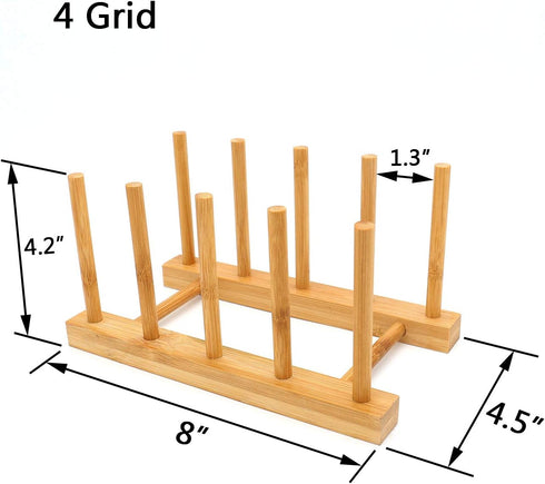 2 Pcs Household Kitchen Natural Bamboo Drain Dish Rack, Multifunctional Cup and Book Storage Rack, 8"(L) x 4.5"(W) x 4.2"(H), 6"(L) x 4.5"(W) x 4....