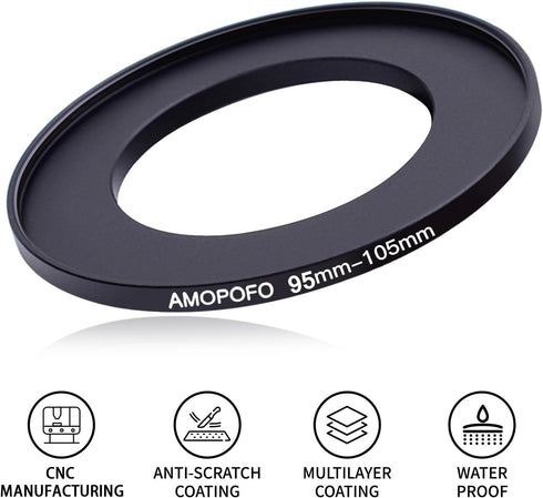 95mm Lens to 105mm Camera Filter Ring,Compatible with All 95mm Camera Lens & 105mm UV,ND,CPL Lens Hood Accessories,Made of CNC Machined Aluminum(9...