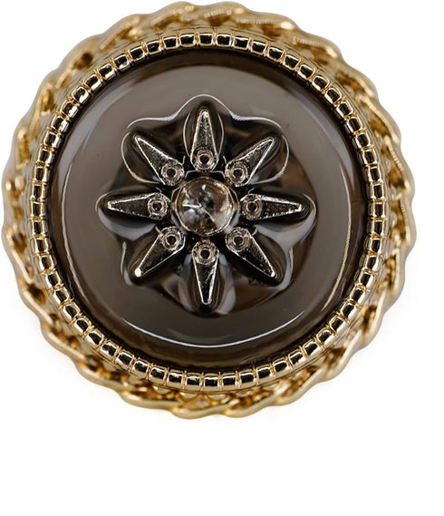 Star Inlaid Translucent Brown Sewing Metal Shank Buttons 10 Pcs - 20mm, 13/16"...