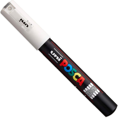 Posca - Ultra Fine to Fine Paint Marker Pens Set - PC-1MR, PC-1M, PC-3M - White Ink - Pack of 3...